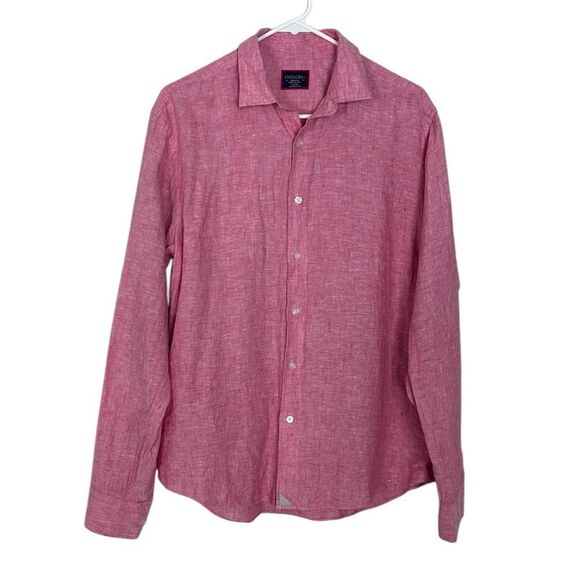 UNTUCKit Red 100% Linen Lightweight Long Sleeve Button Up Shirt Medium Men - Picture 11 of 11